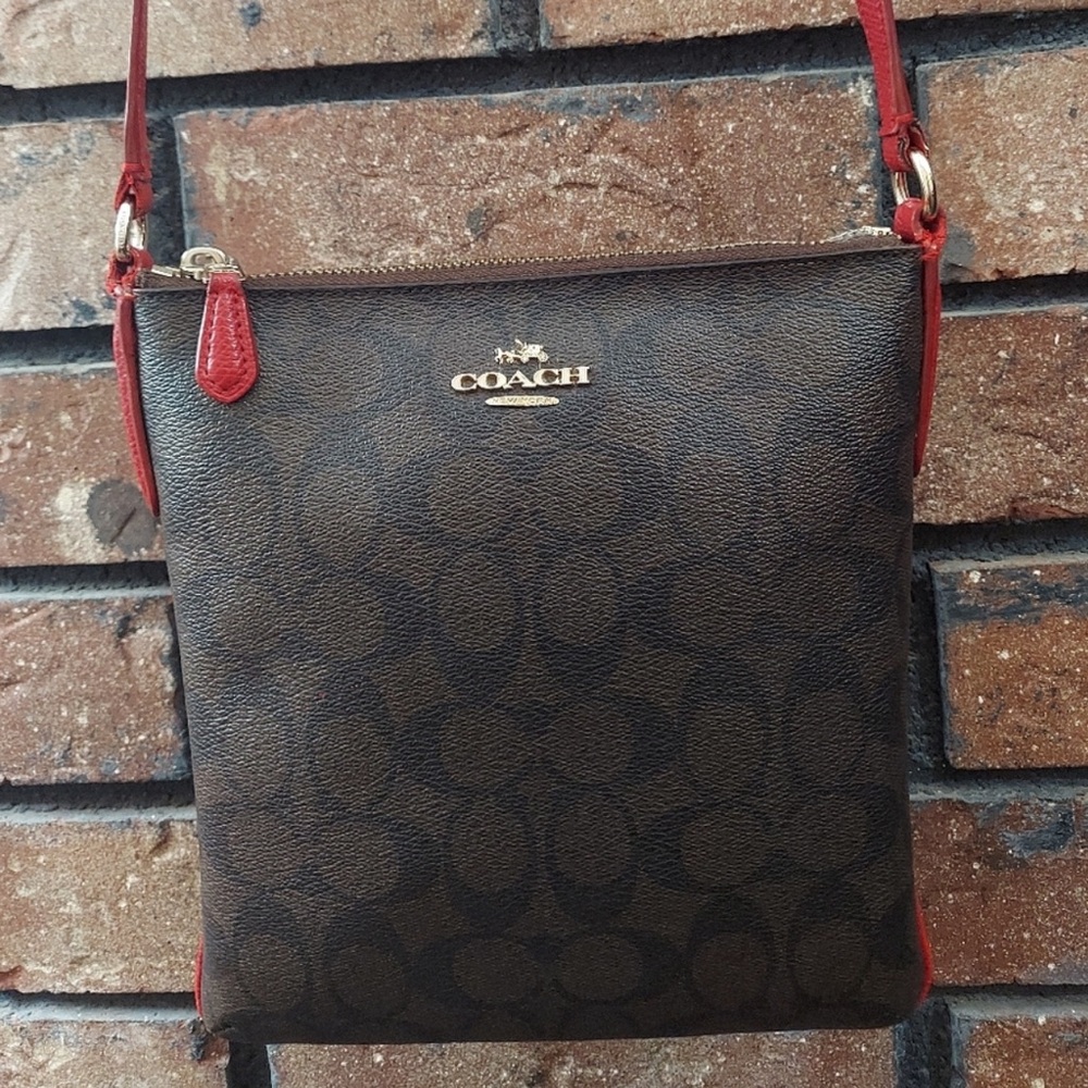 Coach crossbody bag red and brown